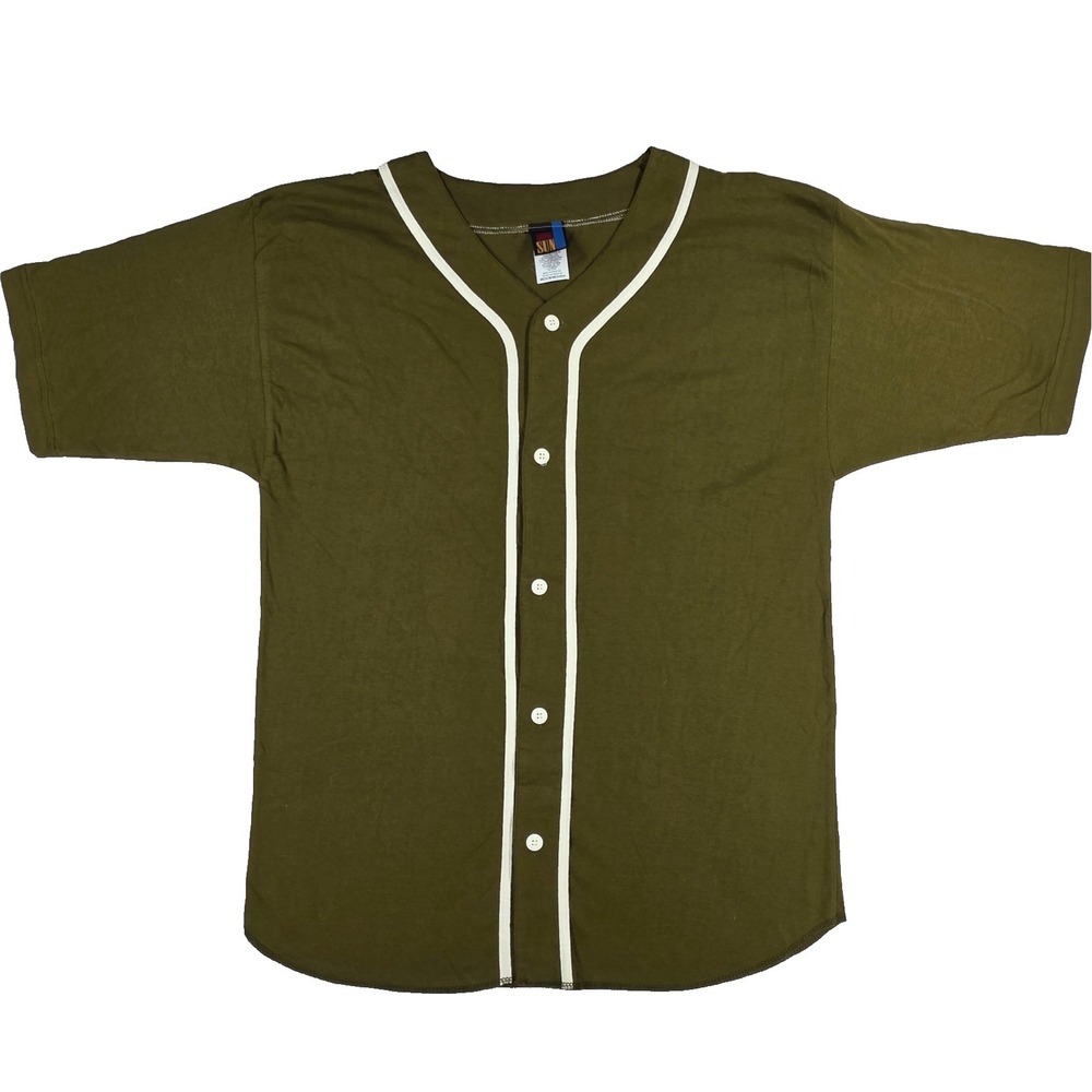 VTG SUN BRAND GREEN JERSEY WITH WHITE PIPING 1990S